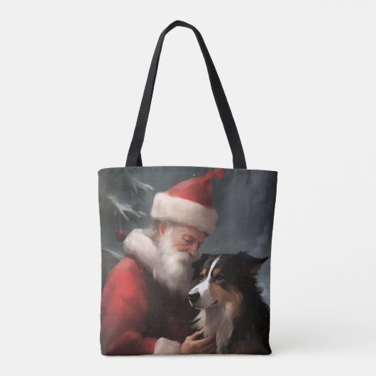 Border Collie mit dem Weihnachtsmann Tasche (Rückseite)