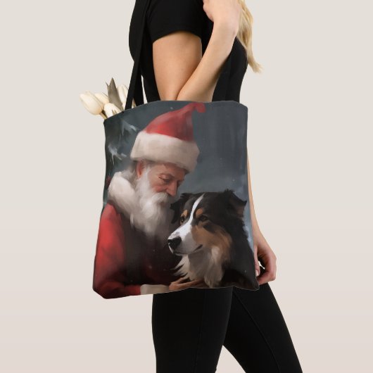Border Collie mit dem Weihnachtsmann Tasche (Von Nahem)