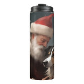 Border Collie mit dem Weihnachtsmann Thermosbecher (Vorderseite)