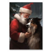 Border Collie mit dem Weihnachtsmann Tischnummer (Rückseite)