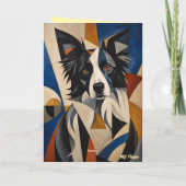 Border Collie mit einem Perlenohrring Grußkarte Karte (Rückseite)