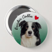 Border Collie mit grünem Verlauf Button (Vorne & Hinten)