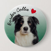 Border Collie mit grünem Verlauf Button (Vorderseite)