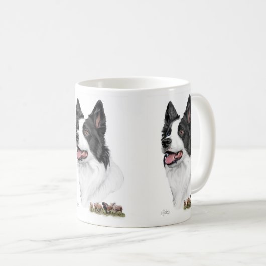 Border-Collie mit Schafen Kaffeetasse (VorderseiteRechts)