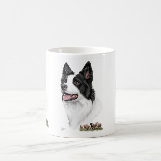 Border-Collie mit Schafen Kaffeetasse (Mittel)