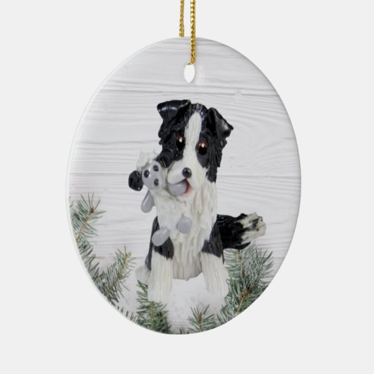 Border Collie mit Sheep Christmas Ornament (Rechts)