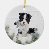 Border Collie mit Sheep Christmas Ornament (Vorne)