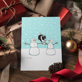 Border Collie mit Snowmen | Agility Dog Weihnachte Feiertagskarte
