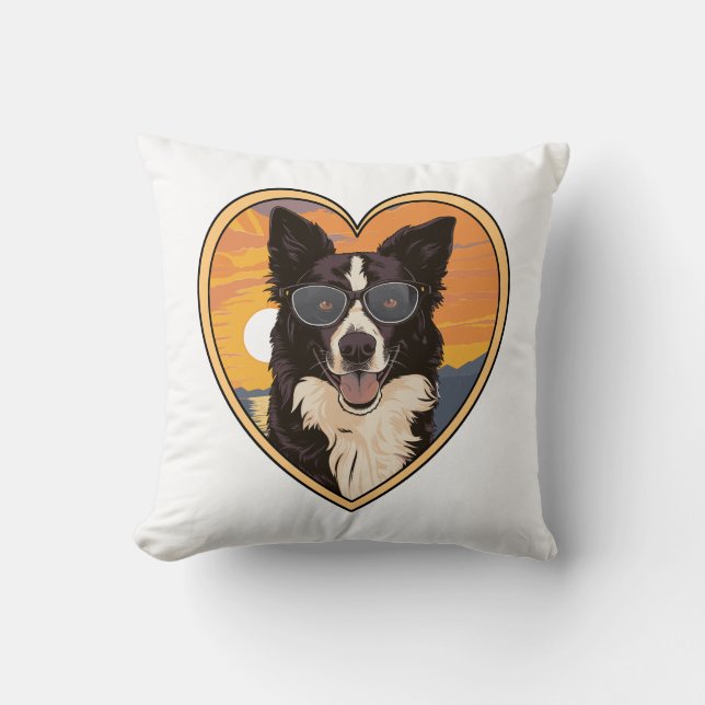 Border Collie mit Sonnenbrille Kissen (Vorderseite)