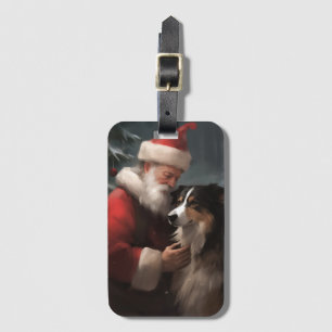Border Collie mit Weihnachtsmann Festives Weihnach Gepäckanhänger
