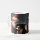 Border Collie mit Weihnachtsmann Festliches Weihna Kaffeetasse (Vorderseite Links)