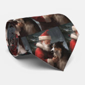 Border Collie mit Weihnachtsmann Festliches Weihna Krawatte (Gerollt)