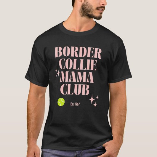 Border Collie Mom Club Retro Groovy Dog Mum Funny T-Shirt (Vorderseite)
