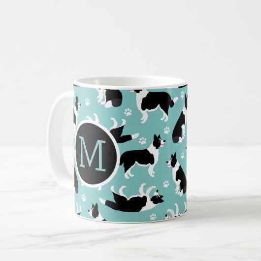 Border Collie Monogram Kaffeetasse (Vorderseite Links)