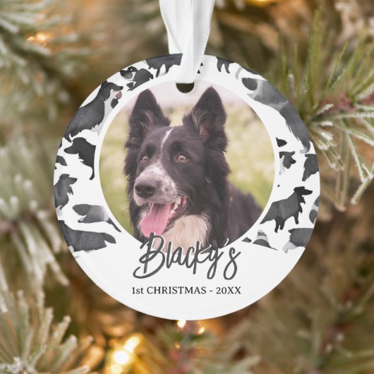 Border Collie Muster Name Foto 1. Weihnachten Ornament (Baum)