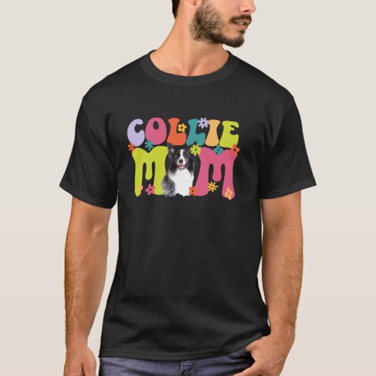 Border Collie-Mutter Groovy-Mutter eines Border Co T-Shirt (Vorderseite)