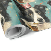 Border Collie Neues Jahr Geschenkpapier (Rolleneckpunkt)