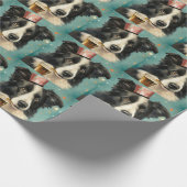 Border Collie Neues Jahr Geschenkpapier (Ecke)