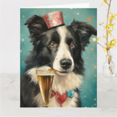 Border Collie Neues Jahr Karte (Gelbe Blume)