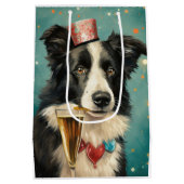Border Collie Neues Jahr Mittlere Geschenktüte (Rückseite)