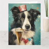 Border Collie Neujahr Karte (Vorderseite)