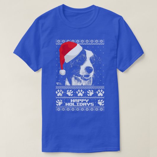 Border Collie Niedlich Happy Holidays Weihnachten T-Shirt (Design vorne)