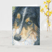 Border-Collie Notecard Karte (Gelbe Blume)