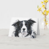 Border Collie Notecard Karte (Gelbe Blume)