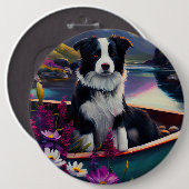 Border Collie on a Paddle: Ein Landschaftliches Ab Button (Vorne & Hinten)
