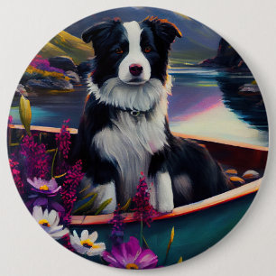 Border Collie on a Paddle: Ein Landschaftliches Ab Button