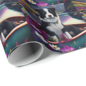 Border Collie on a Paddle: Ein Landschaftliches Ab Geschenkpapier (Rolleneckpunkt)