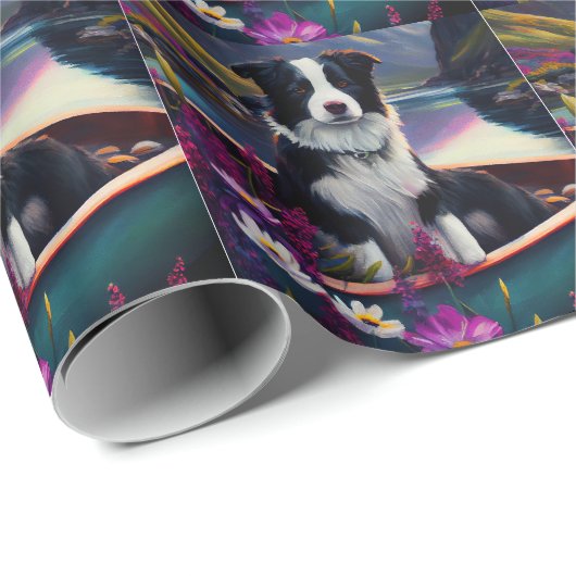 Border Collie on a Paddle: Ein Landschaftliches Ab Geschenkpapier (Rolleneckpunkt)