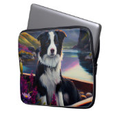 Border Collie on a Paddle: Ein Landschaftliches Ab Laptopschutzhülle (Vorderseite Links)