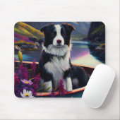 Border Collie on a Paddle: Ein Landschaftliches Ab Mousepad (Mit Mouse)