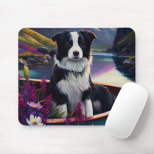 Border Collie on a Paddle: Ein Landschaftliches Ab Mousepad (Mit Mouse)