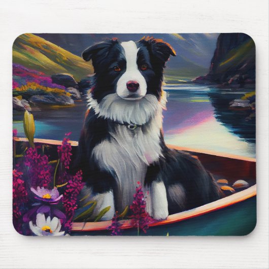 Border Collie on a Paddle: Ein Landschaftliches Ab Mousepad (Vorne)