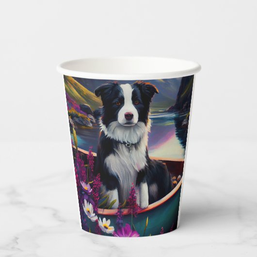 Border Collie on a Paddle: Ein Landschaftliches Ab Pappbecher (Rückseite)