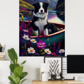 Border Collie on a Paddle: Ein Landschaftliches Ab Poster (Heimbüro)