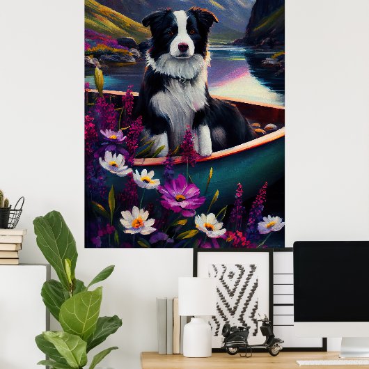 Border Collie on a Paddle: Ein Landschaftliches Ab Poster (Heimbüro)