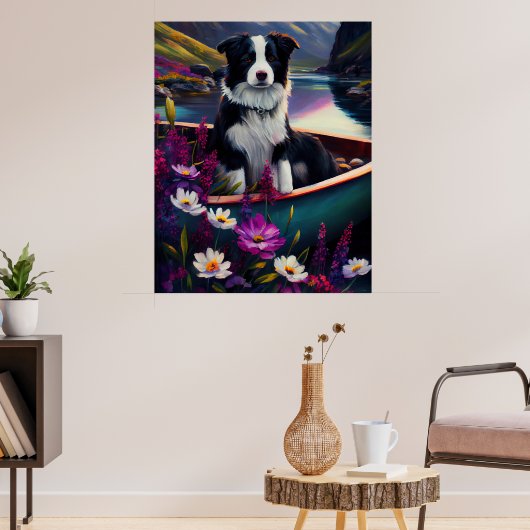 Border Collie on a Paddle: Ein Landschaftliches Ab Poster (Wohnzimmer 3)