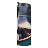 Border Collie on a Paddle: Ein Landschaftliches Ab Thermosbecher (Nach rechts gedreht)