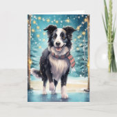Border Collie on Ice Karte (Vorderseite)