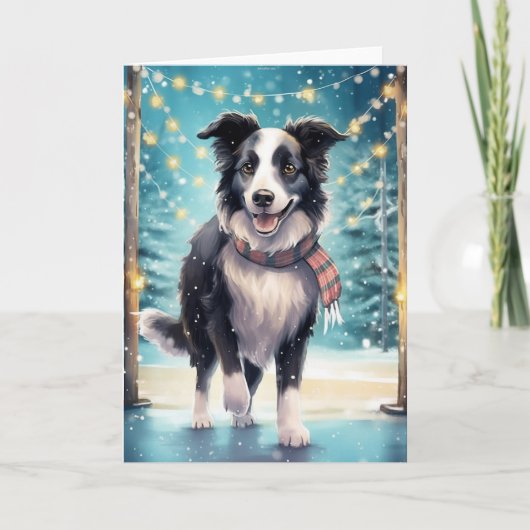 Border Collie on Ice Karte (Vorderseite)