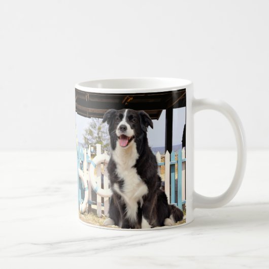 Border Collie on the beach Kaffeetasse (Rechts)