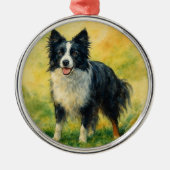 Border Collie Ornament Aus Metall (Vorne)