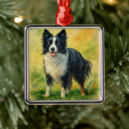 Border Collie Ornament Aus Metall