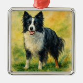 Border Collie Ornament Aus Metall (Vorne)
