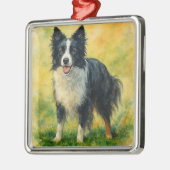 Border Collie Ornament Aus Metall (Links)