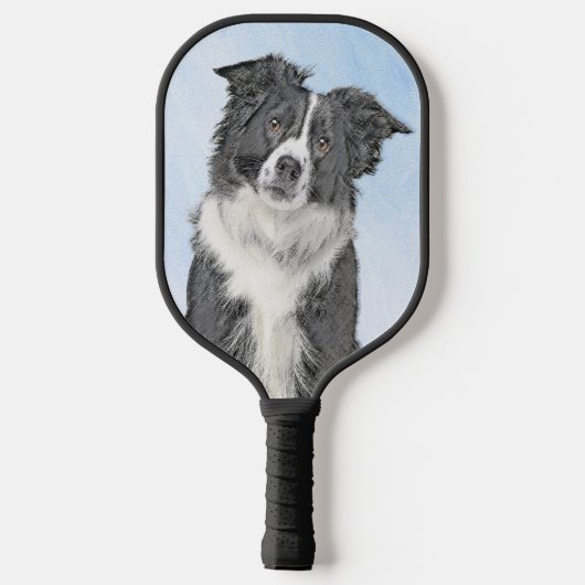 Border Collie Painting - Niedlich Original Hunde A Pickleball Schläger (Rückseite)