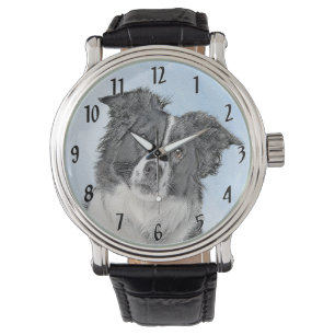 Border Collie Painting - Niedliche Original Dog Ar Armbanduhr